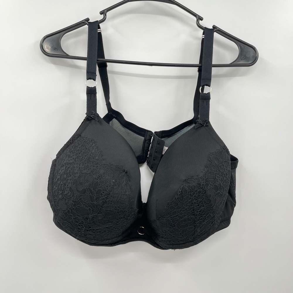 Cacique‎ 42DDD Black Lace Trim Boost Balconette  Bra
